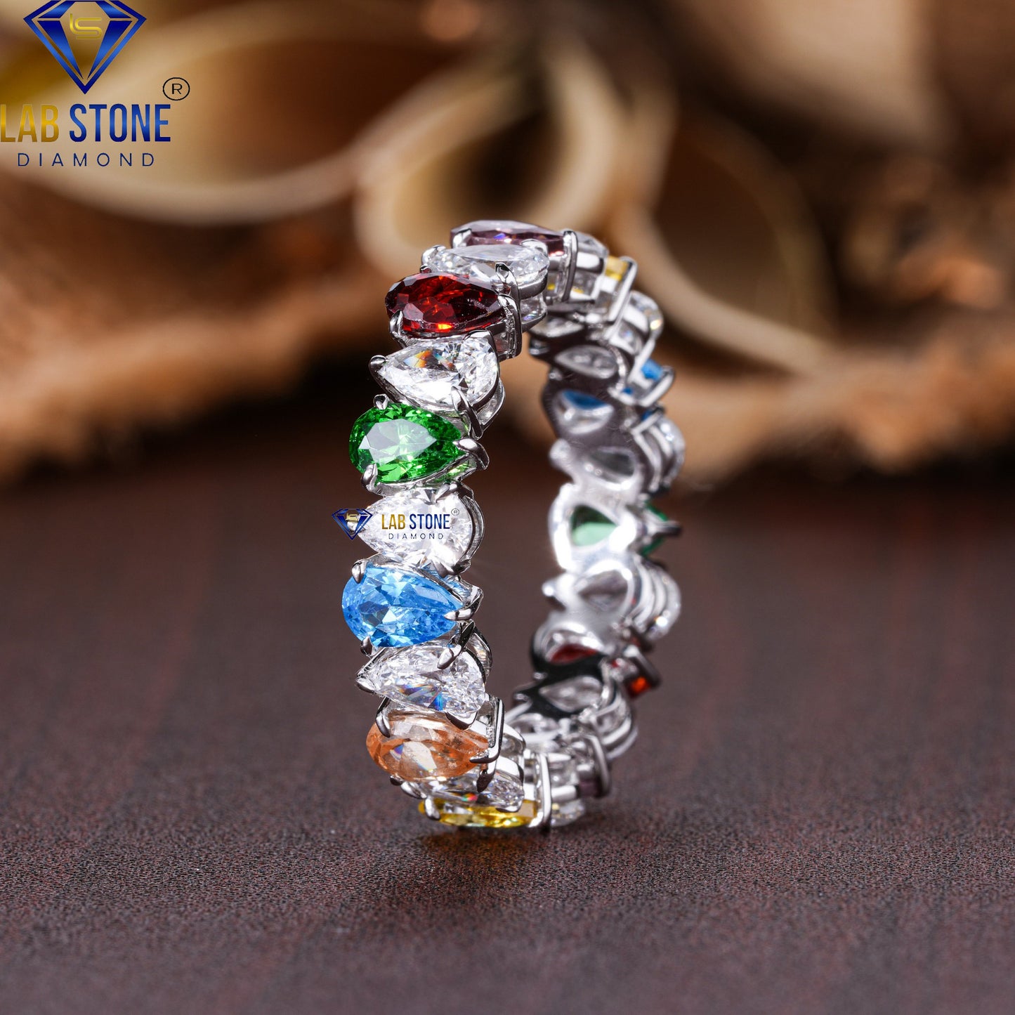 3.74 TDW Pear Cut Diamond Women's Eternity Band