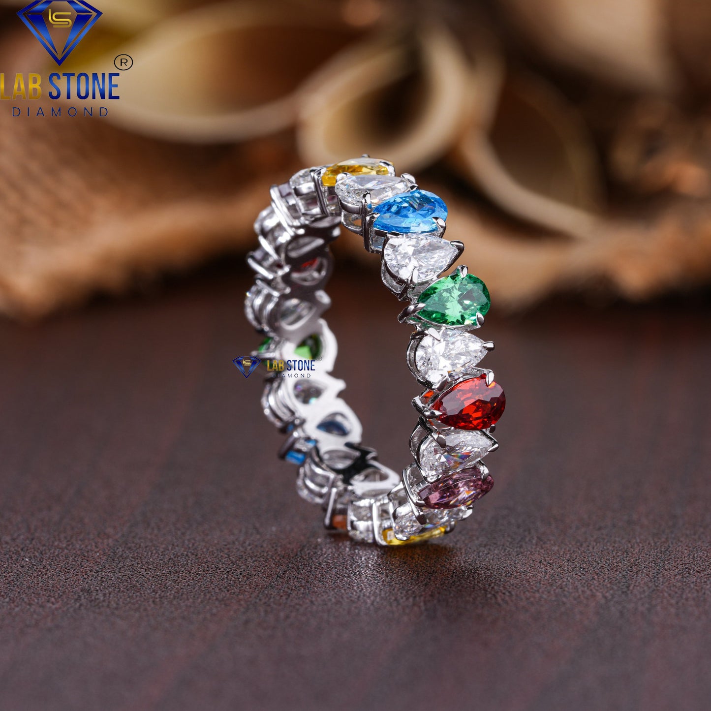 3.74 TDW Pear Cut Diamond Women's Eternity Band