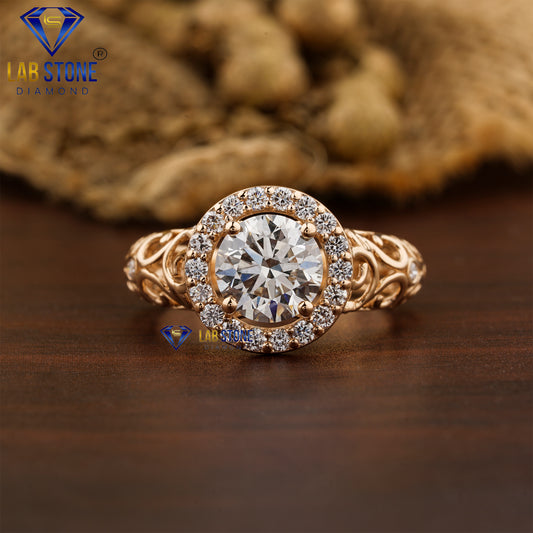 2.06 TDW Round Cut Women’s Diamond Halo Ring