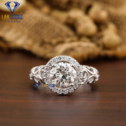 2.062 TDW Round Cut Diamond Women’s Halo Ring
