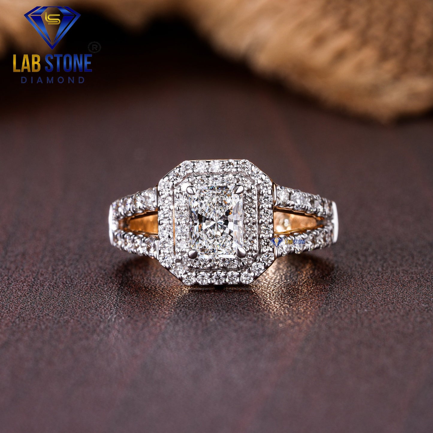 1.20 TDW Radiant & Round Cut Women’s Engagement Diamond Ring