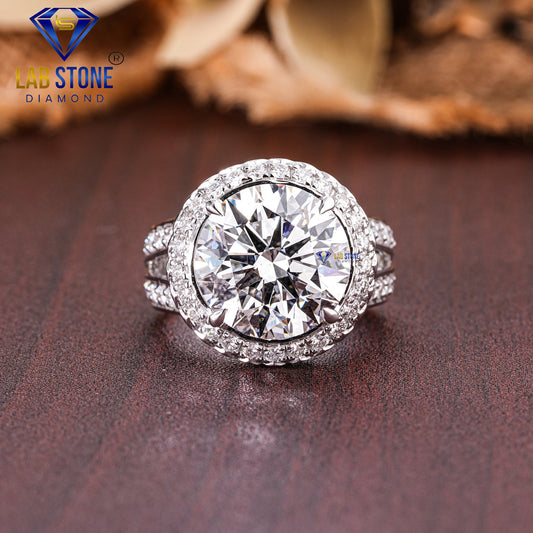 7.04 TDW Round Cut Diamond Women's halo Split Band Ring