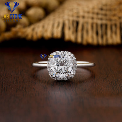 1.75 TDW Cushion & Round Cut Women’s Halo Diamond Ring