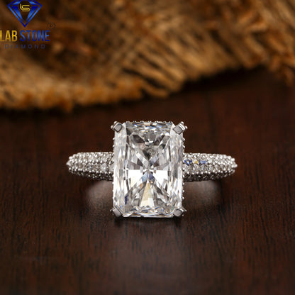 6.23 TDW Radiant and Round Diamond Hidden Halo Ring for Women