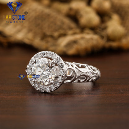 2.062 TDW Round Cut Diamond Women’s Halo Ring