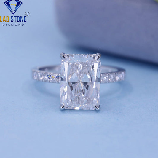 4.41 TDW Radiant & Round Cut Diamond Engagement Ring