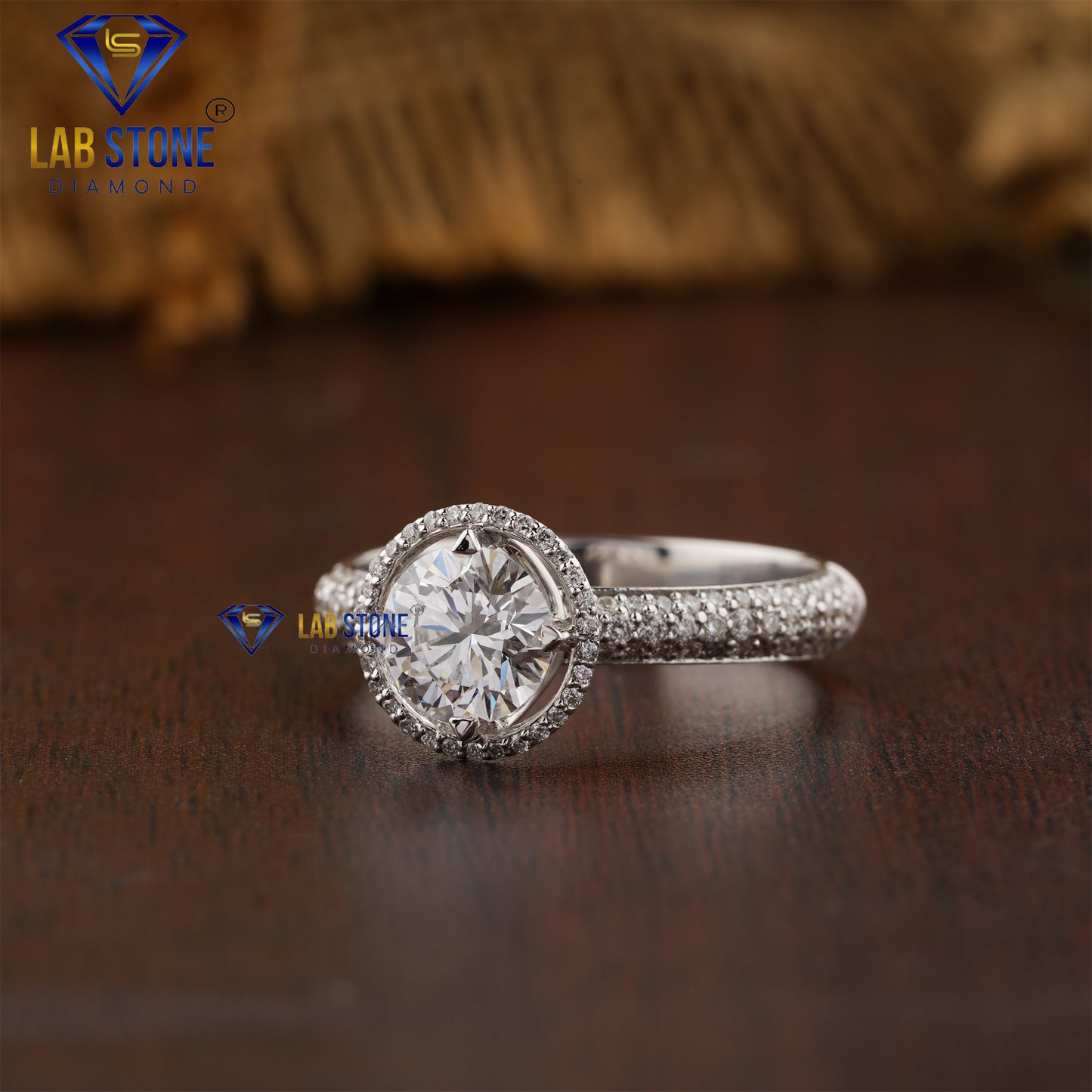 1.42 TDW Round Cut Diamond Women’s Halo Ring