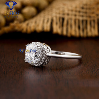 1.75 TDW Cushion & Round Cut Women’s Halo Diamond Ring