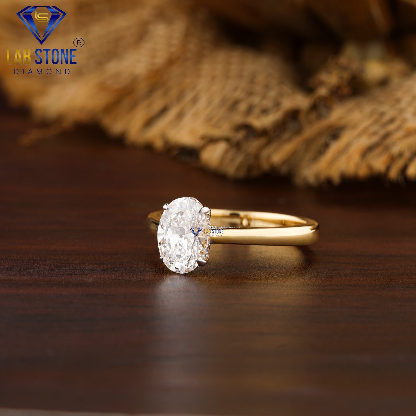 2.41 TDW Oval & Round Cut Diamond Hidden Halo Ring