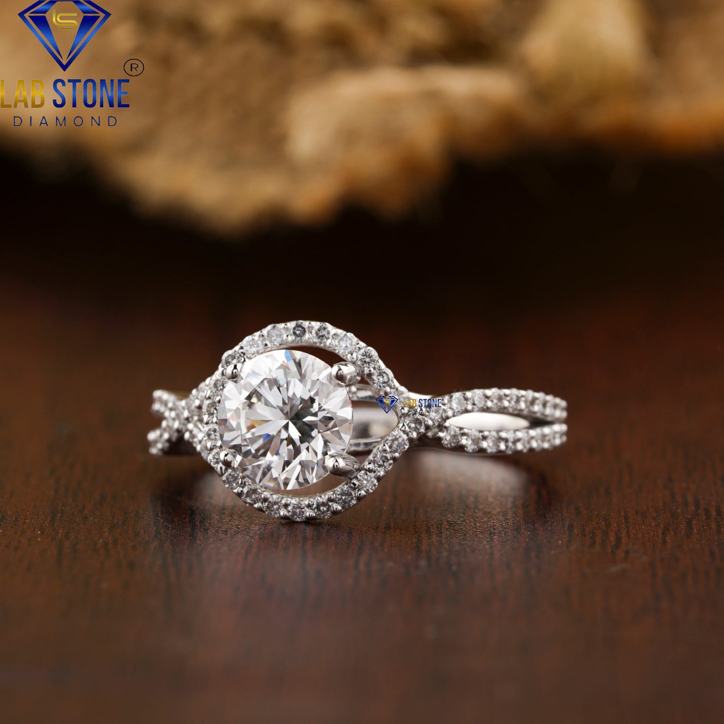 1.19 TDW Round Cut Women’s Halo Diamond Ring