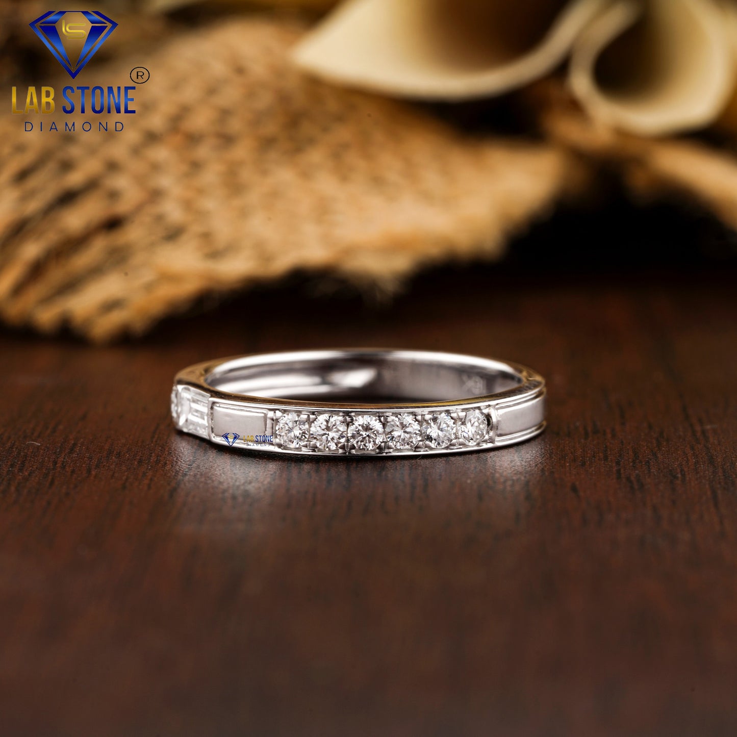 0.30 TDW Round & Baguette Cut Women’s Diamond Band Ring