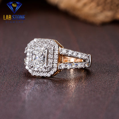 1.20 TDW Radiant & Round Cut Women’s Engagement Diamond Ring