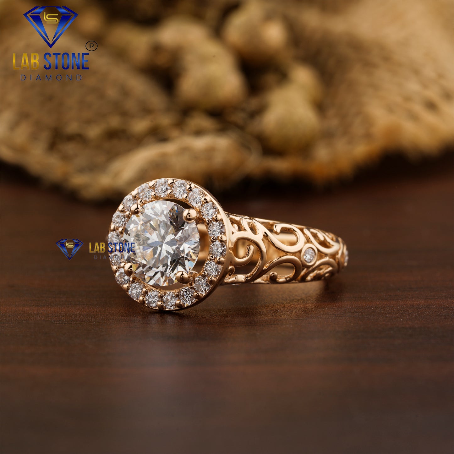 2.06 TDW Round Cut Women’s Diamond Halo Ring