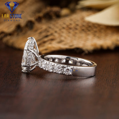 4.08 TDW Pear & Round Cut Women's Diamond Hidden Halo Engagement Ring