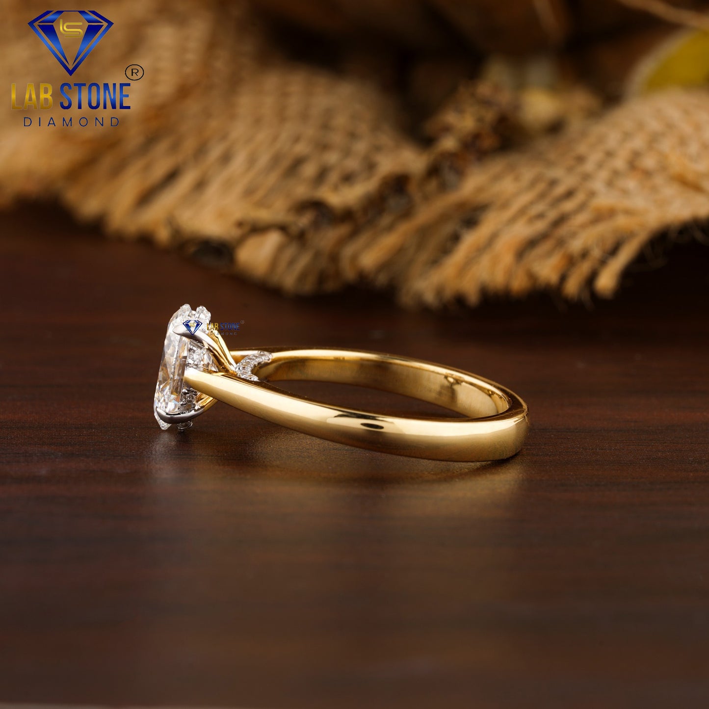 2.41 TDW Oval & Round Cut Diamond Hidden Halo Ring