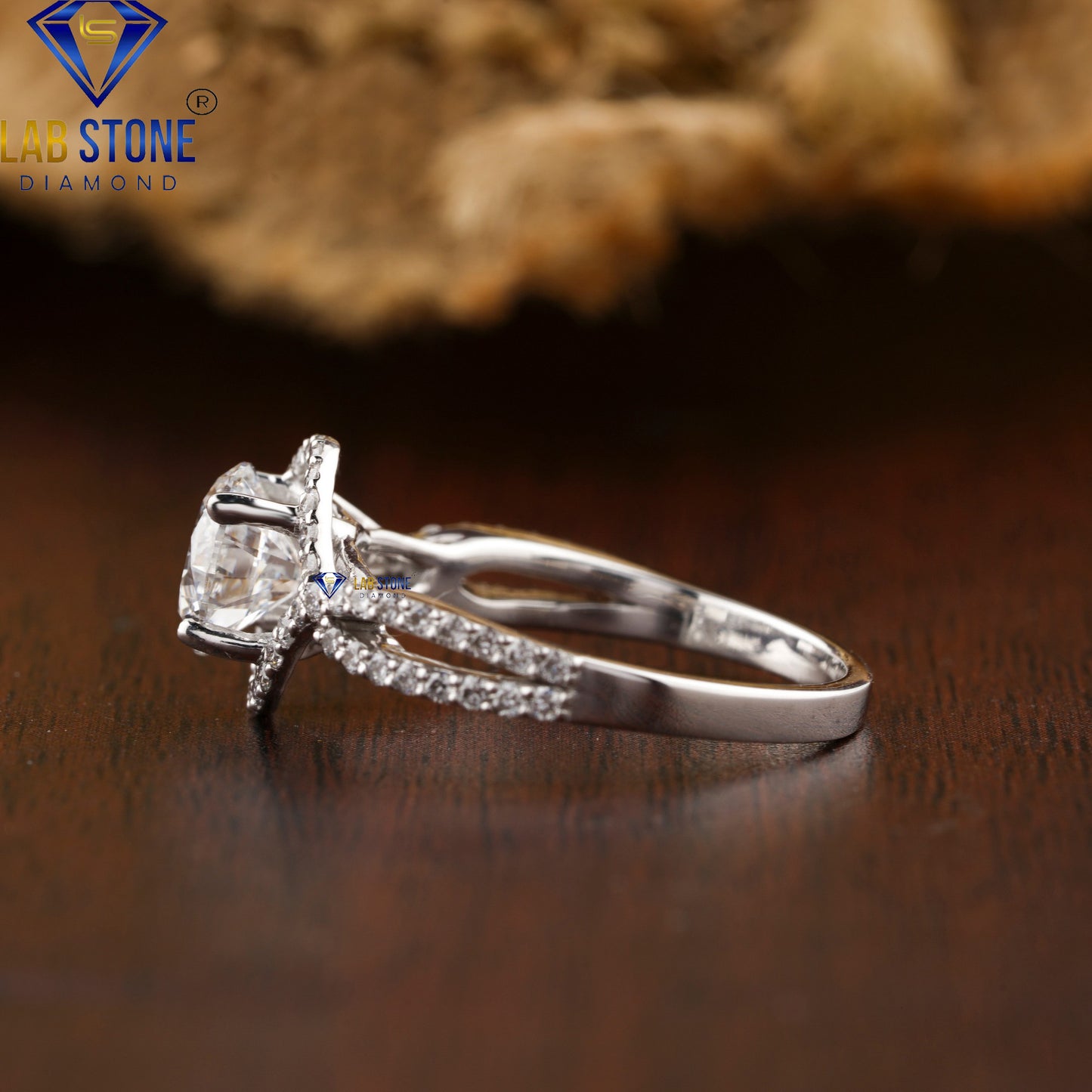 1.19 TDW Round Cut Women’s Halo Diamond Ring