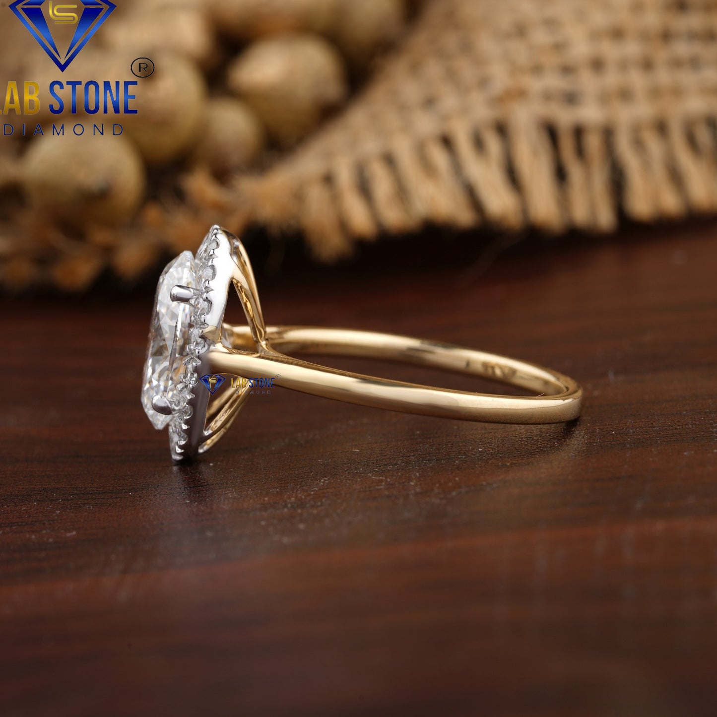 1.84 TDW Oval and Round Diamond Halo Ring for Women