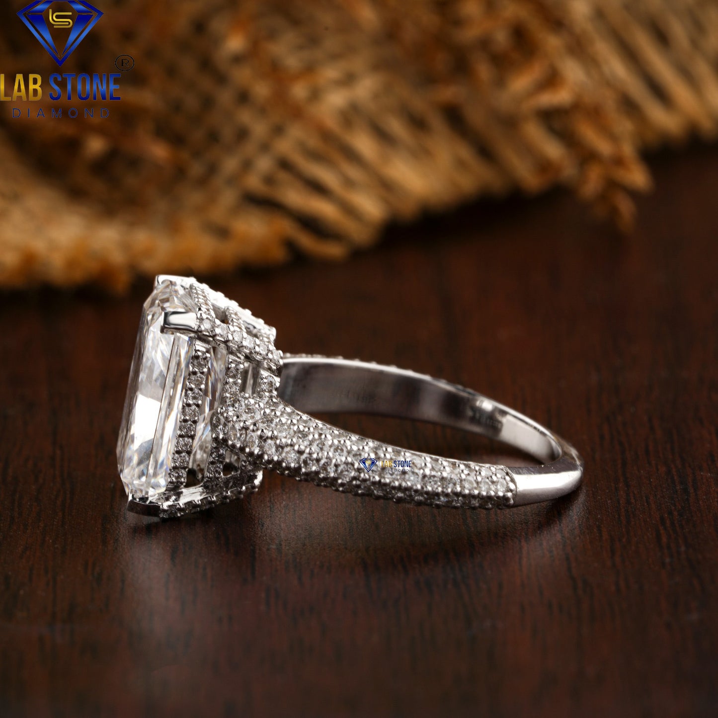 6.23 TDW Radiant and Round Diamond Hidden Halo Ring for Women