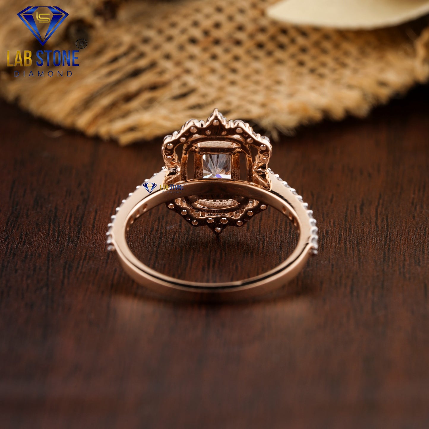 1.32 TDW Radiant & Round Cut Women’s Diamond Halo Ring