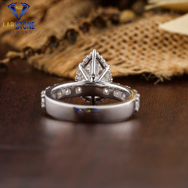 4.08 TDW Pear & Round Cut Women's Diamond Hidden Halo Engagement Ring