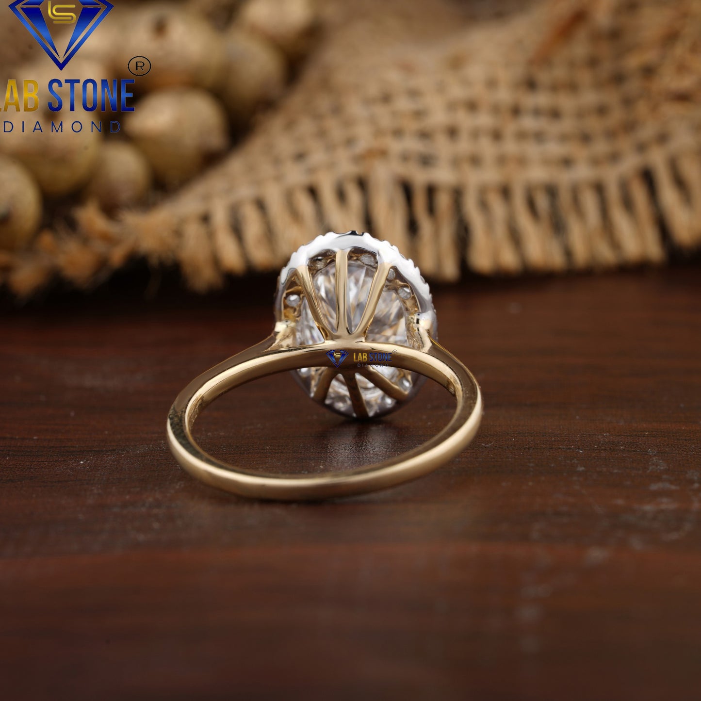 1.84 TDW Oval and Round Diamond Halo Ring for Women