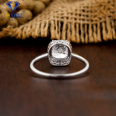 1.75 TDW Cushion & Round Cut Women’s Halo Diamond Ring