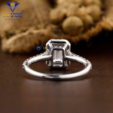 1.11 TDW Emerald & Round Cut Diamond Halo Ring