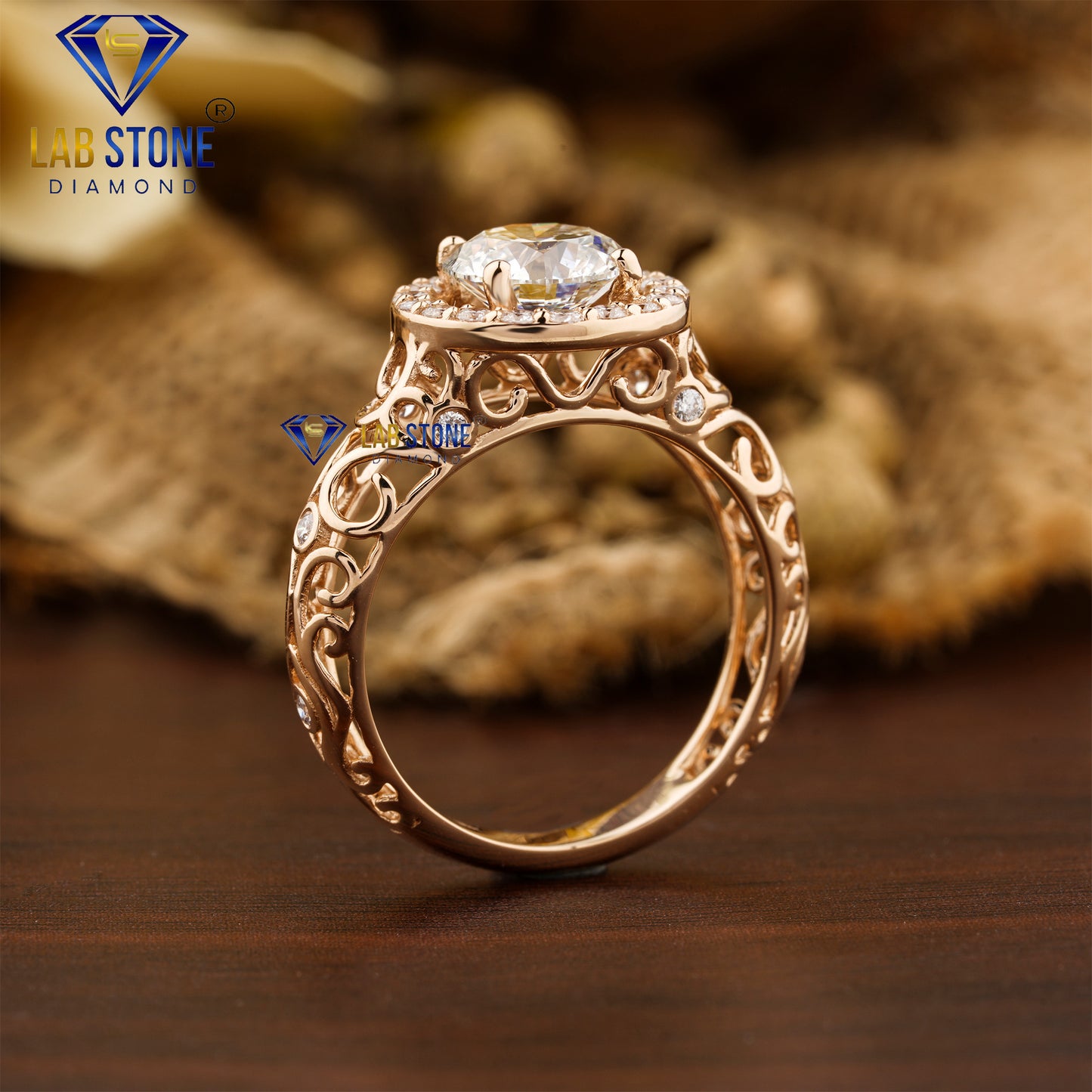 2.06 TDW Round Cut Women’s Diamond Halo Ring