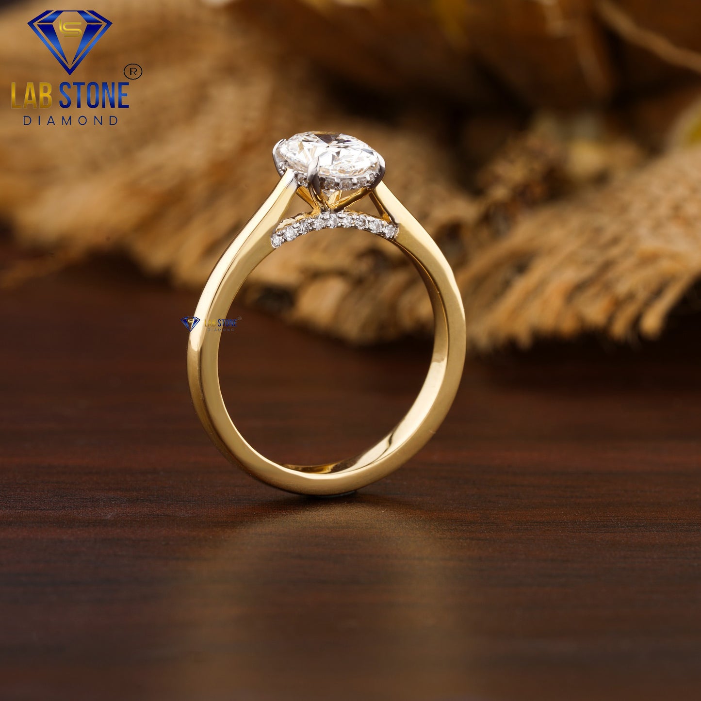 2.41 TDW Oval & Round Cut Diamond Hidden Halo Ring