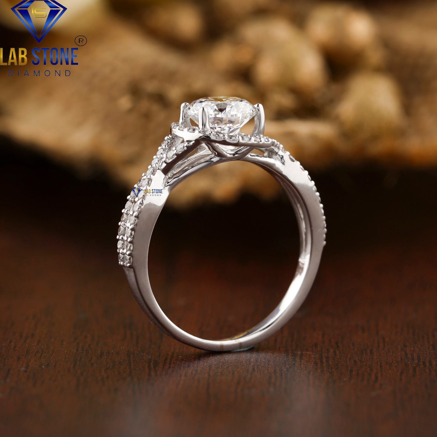 1.19 TDW Round Cut Women’s Halo Diamond Ring