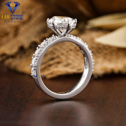 4.08 TDW Pear & Round Cut Women's Diamond Hidden Halo Engagement Ring