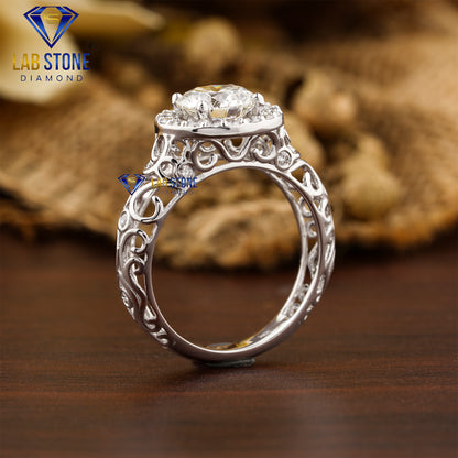 2.062 TDW Round Cut Diamond Women’s Halo Ring