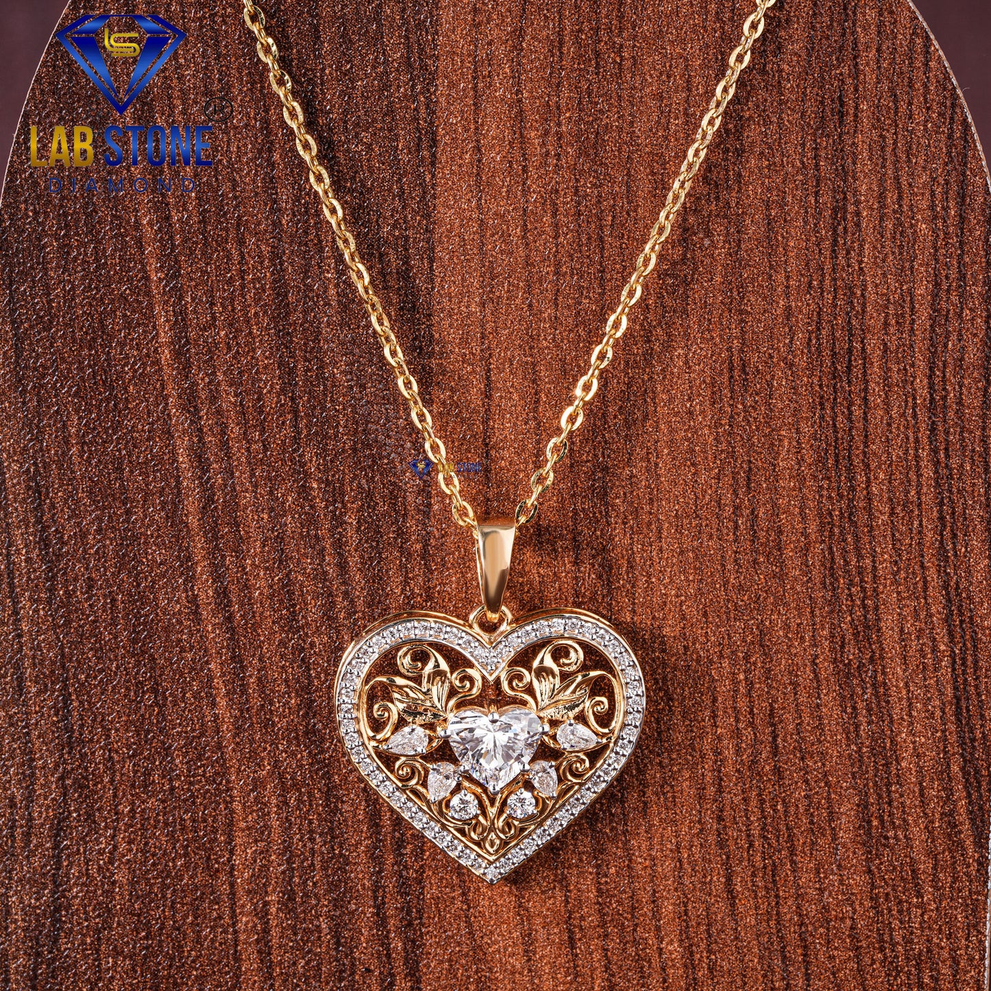 1.50 TDW Heart, Pear & Round Cut Diamond Women’s Heart Pendant