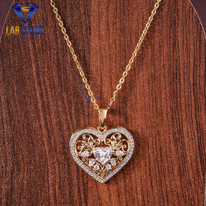 1.50 TDW Heart, Pear & Round Cut Diamond Women’s Heart Pendant