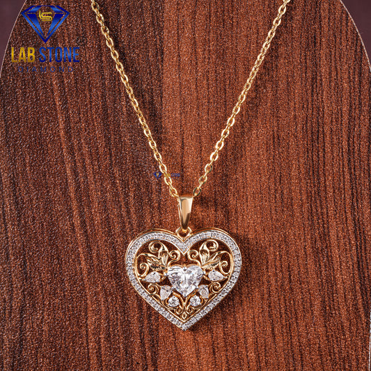 1.50 TDW Heart, Pear & Round Cut Diamond Women’s Heart Pendant