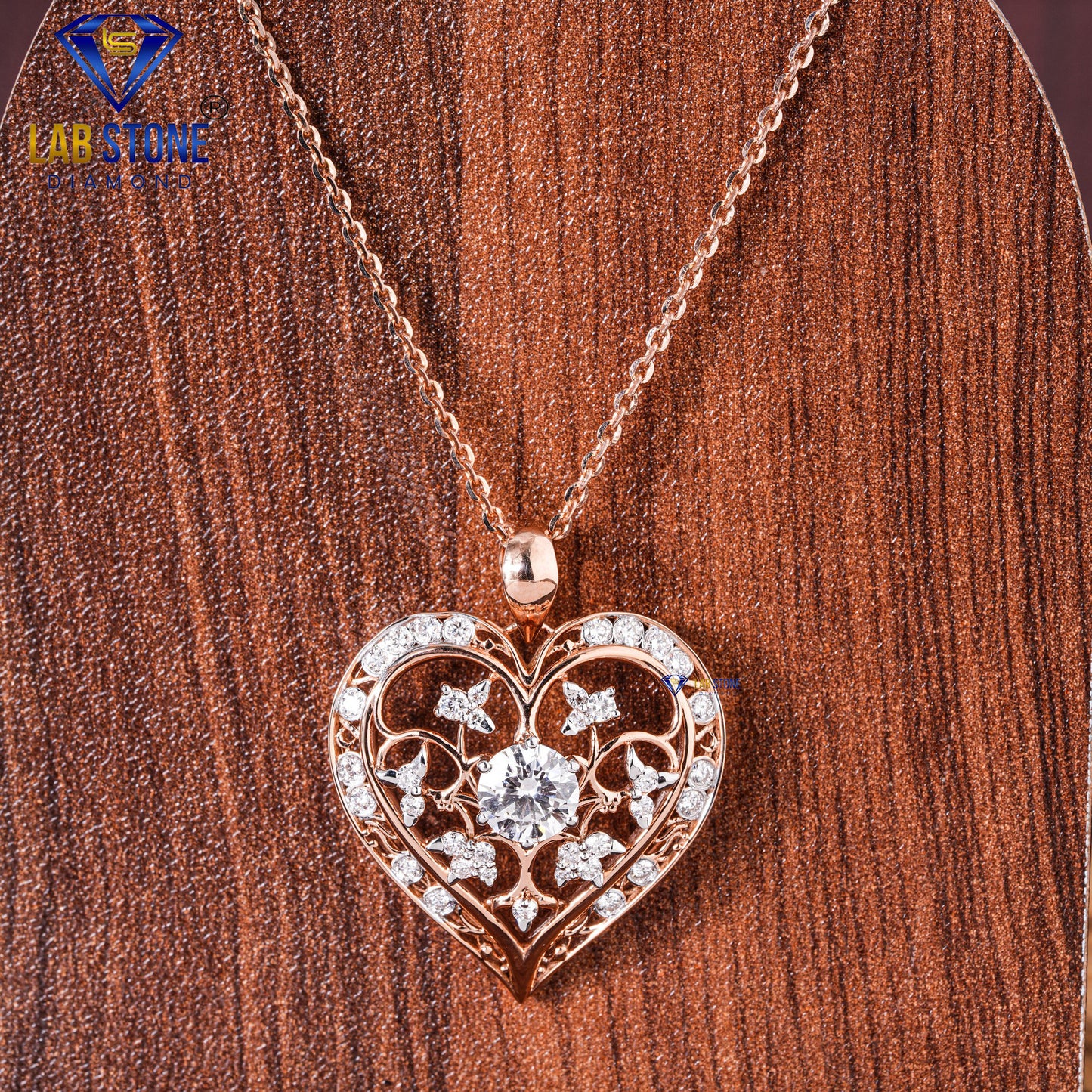1.65 TDW  Round Cut Diamond Heart Pendant