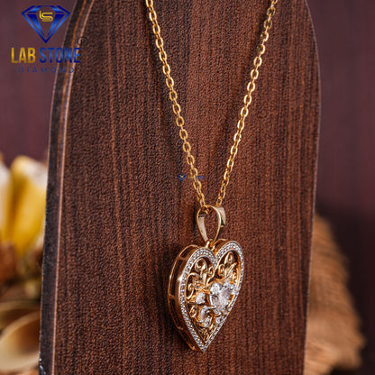 1.50 TDW Heart, Pear & Round Cut Diamond Women’s Heart Pendant