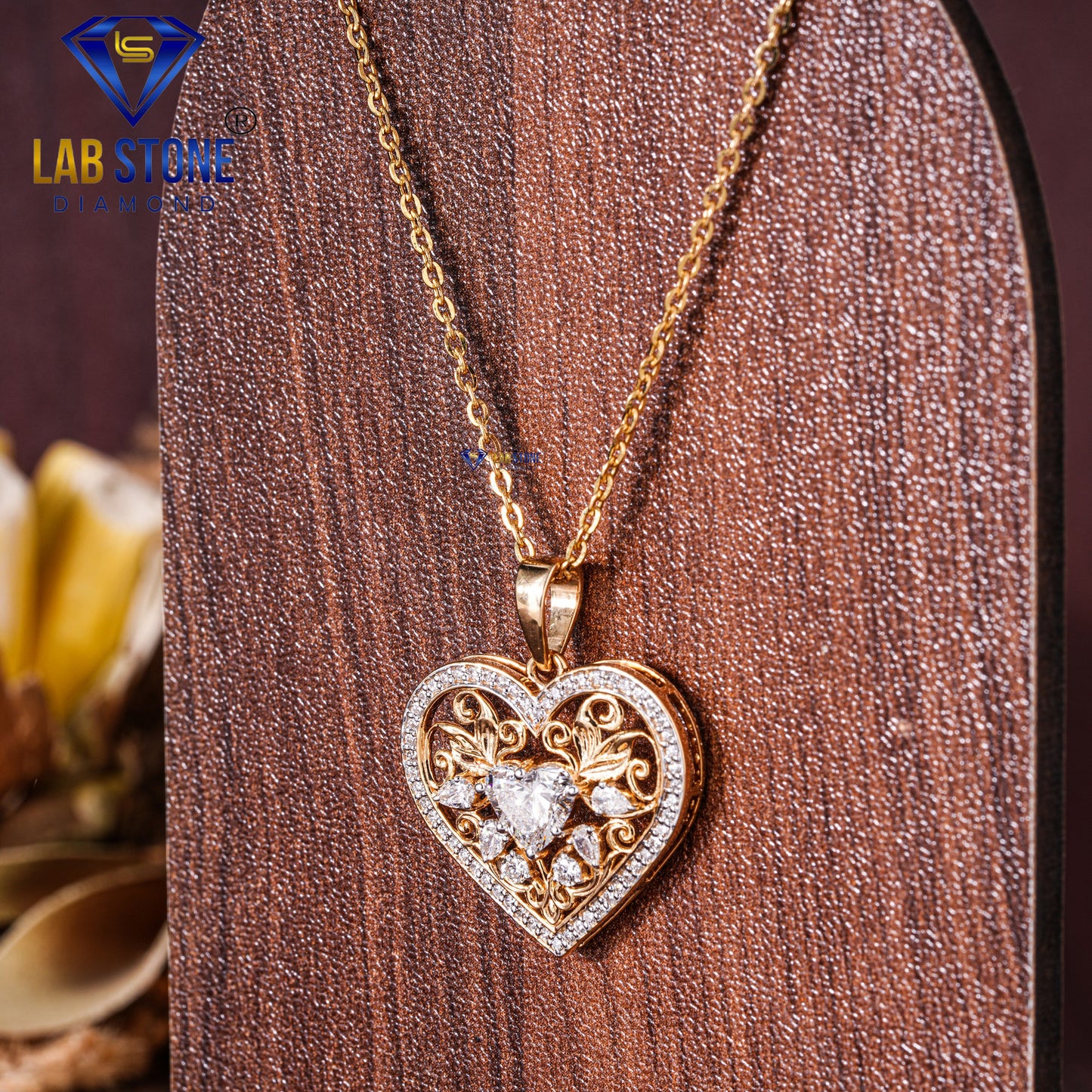 1.50 TDW Heart, Pear & Round Cut Diamond Women’s Heart Pendant