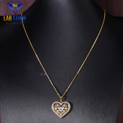 1.50 TDW Heart, Pear & Round Cut Diamond Women’s Heart Pendant