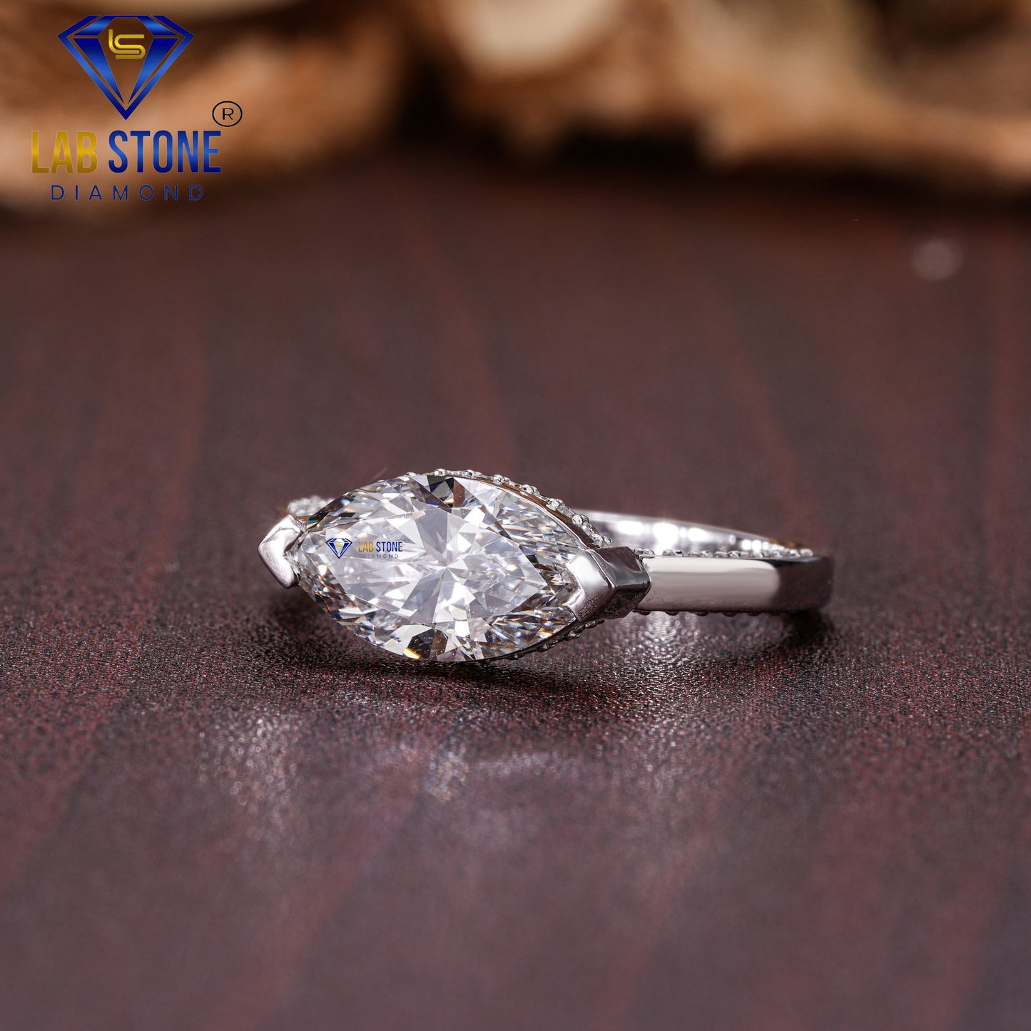 1.56 TDW Marquise & Round Cut Diamond Women’s Engagement Ring