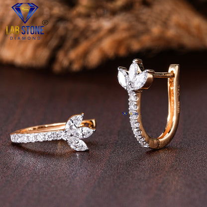 0.50 TDW Marquise & Round Cut Diamond Hoop Earring