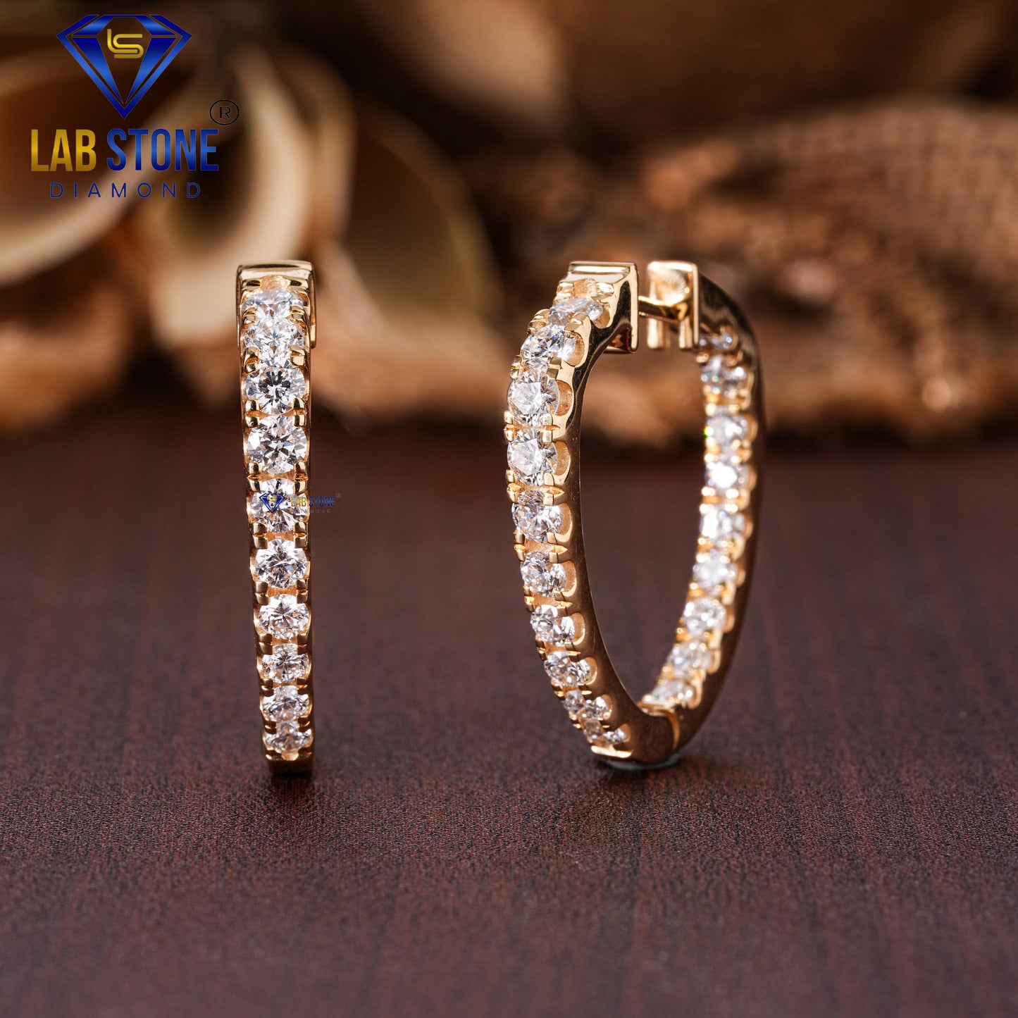 1.92 TDW Round Cut Diamond Hoop Earring