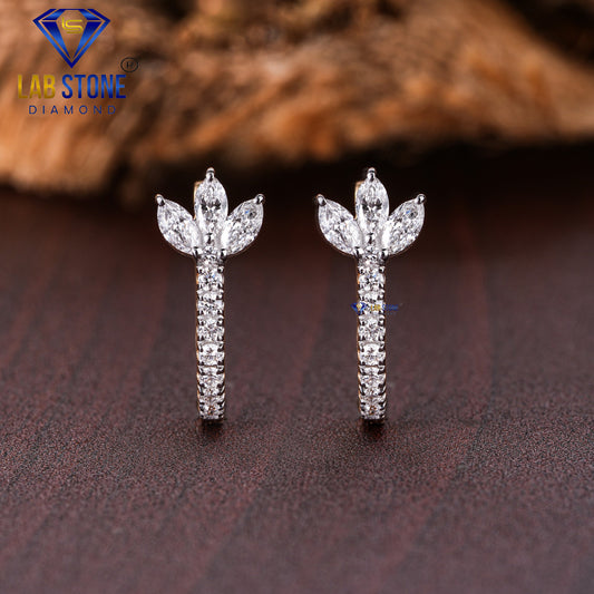 0.50 TDW Marquise & Round Cut Diamond Hoop Earring