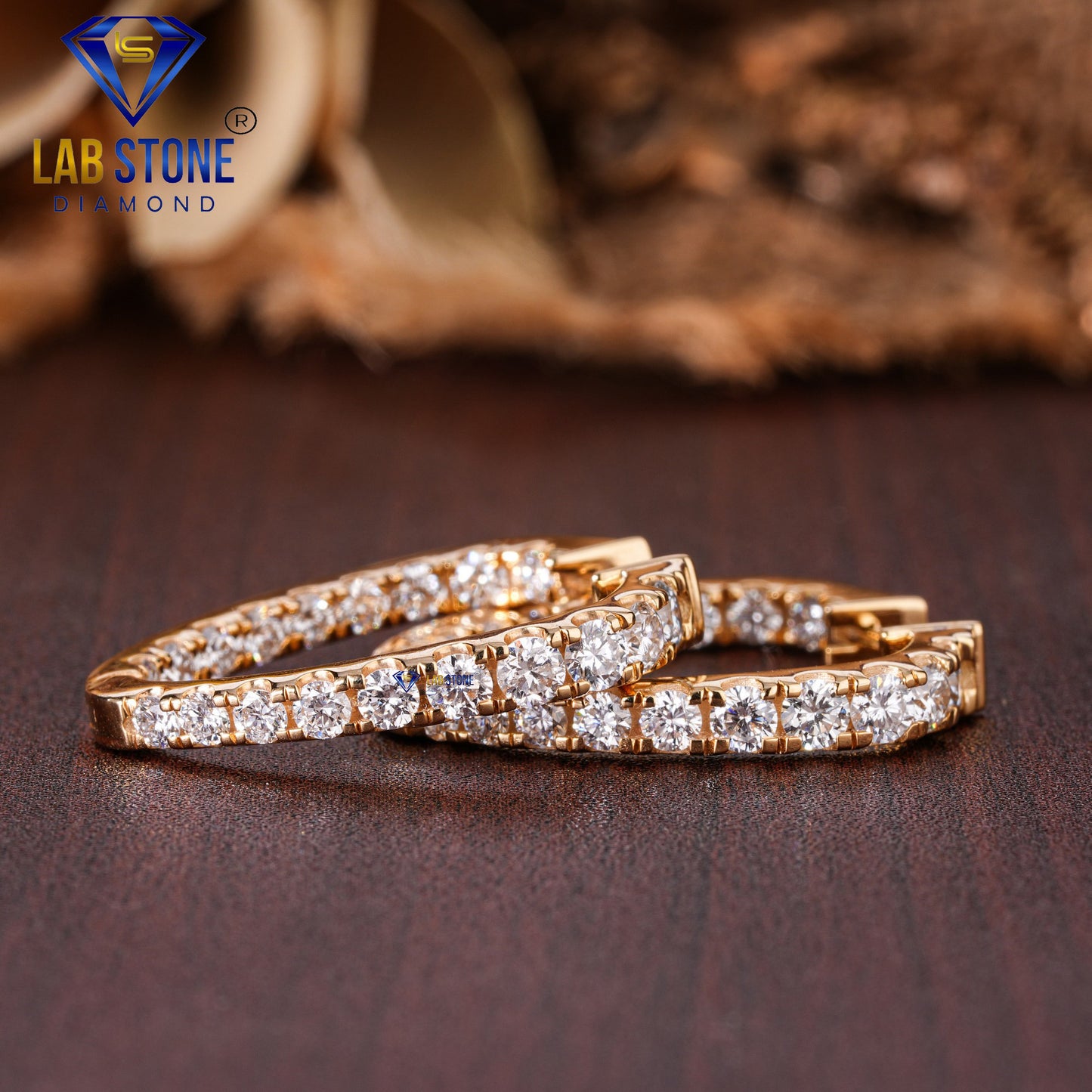 1.92 TDW Round Cut Diamond Hoop Earring