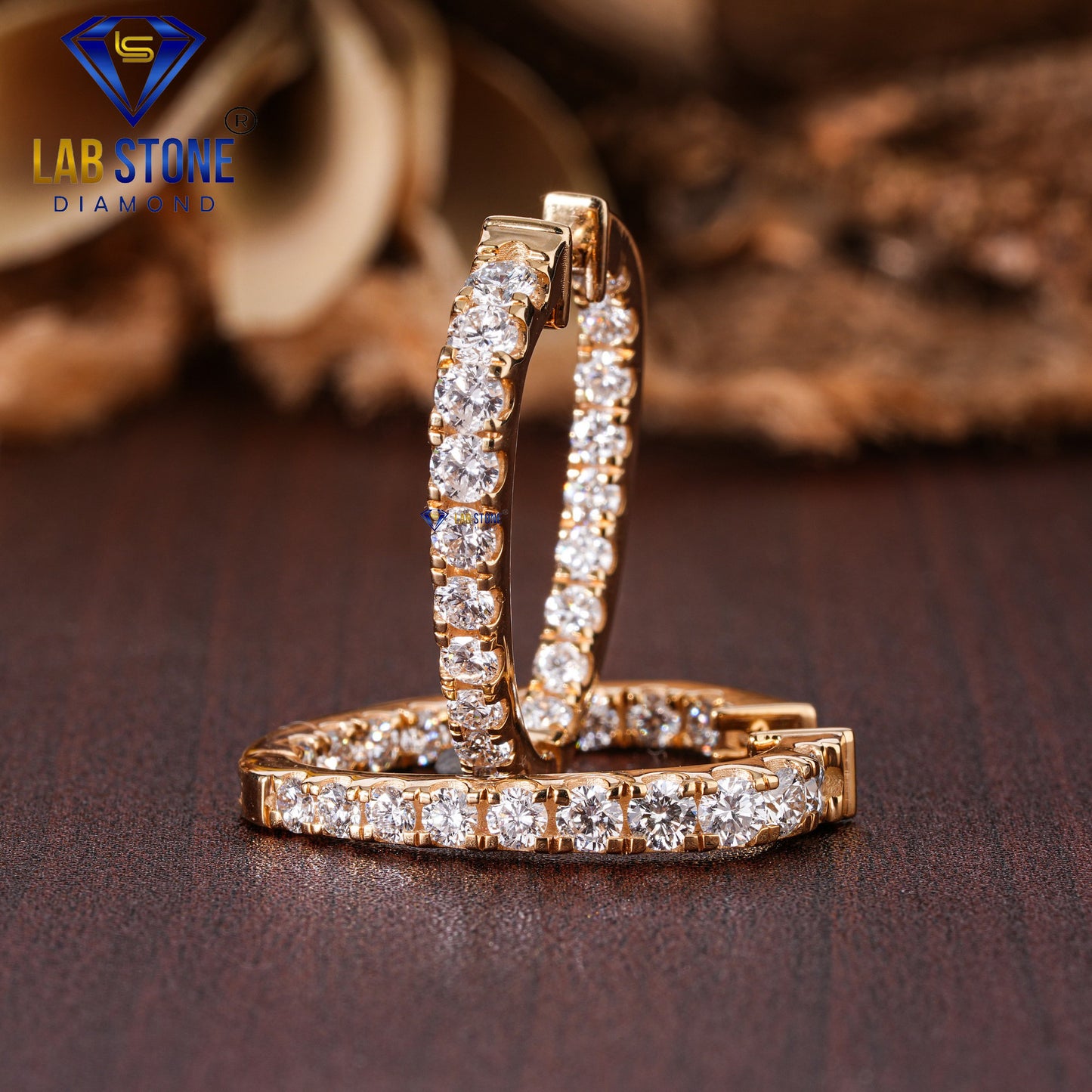 1.92 TDW Round Cut Diamond Hoop Earring