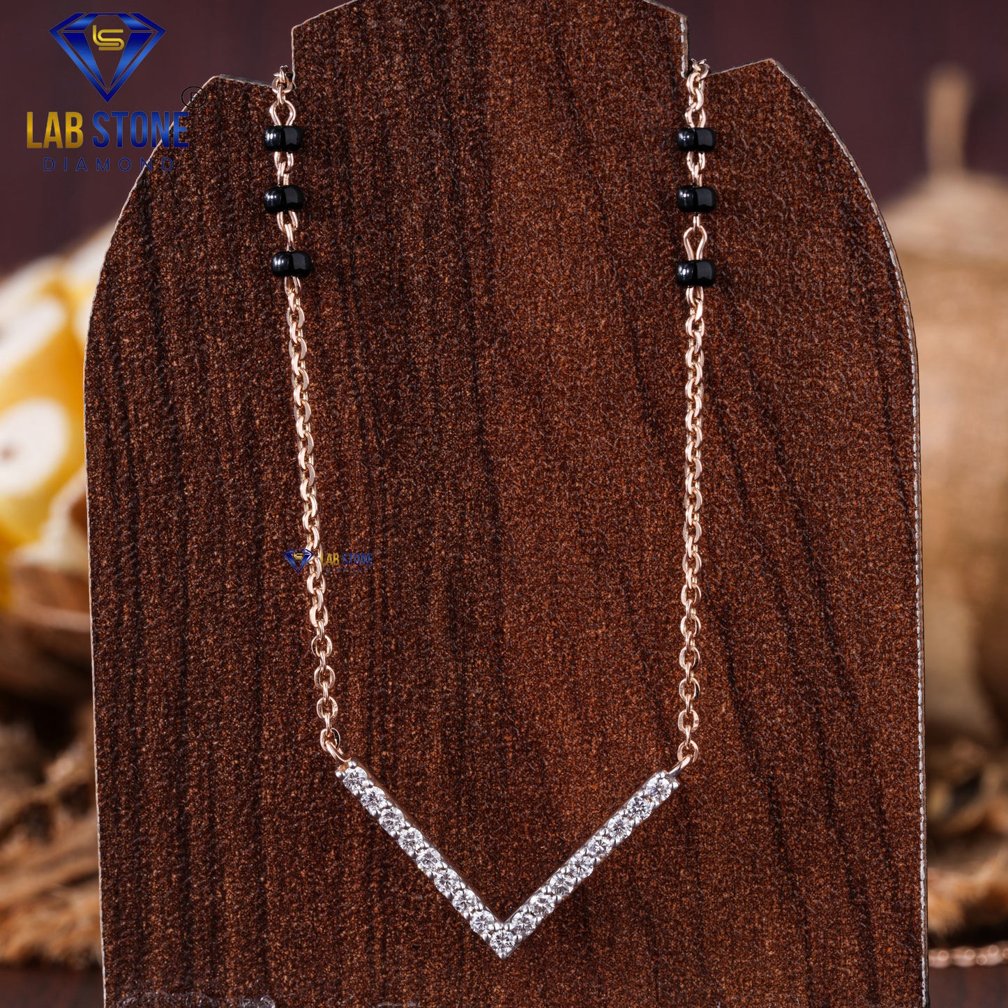 0.238 TDW Round Cut Diamond Mangalsutra with Chain