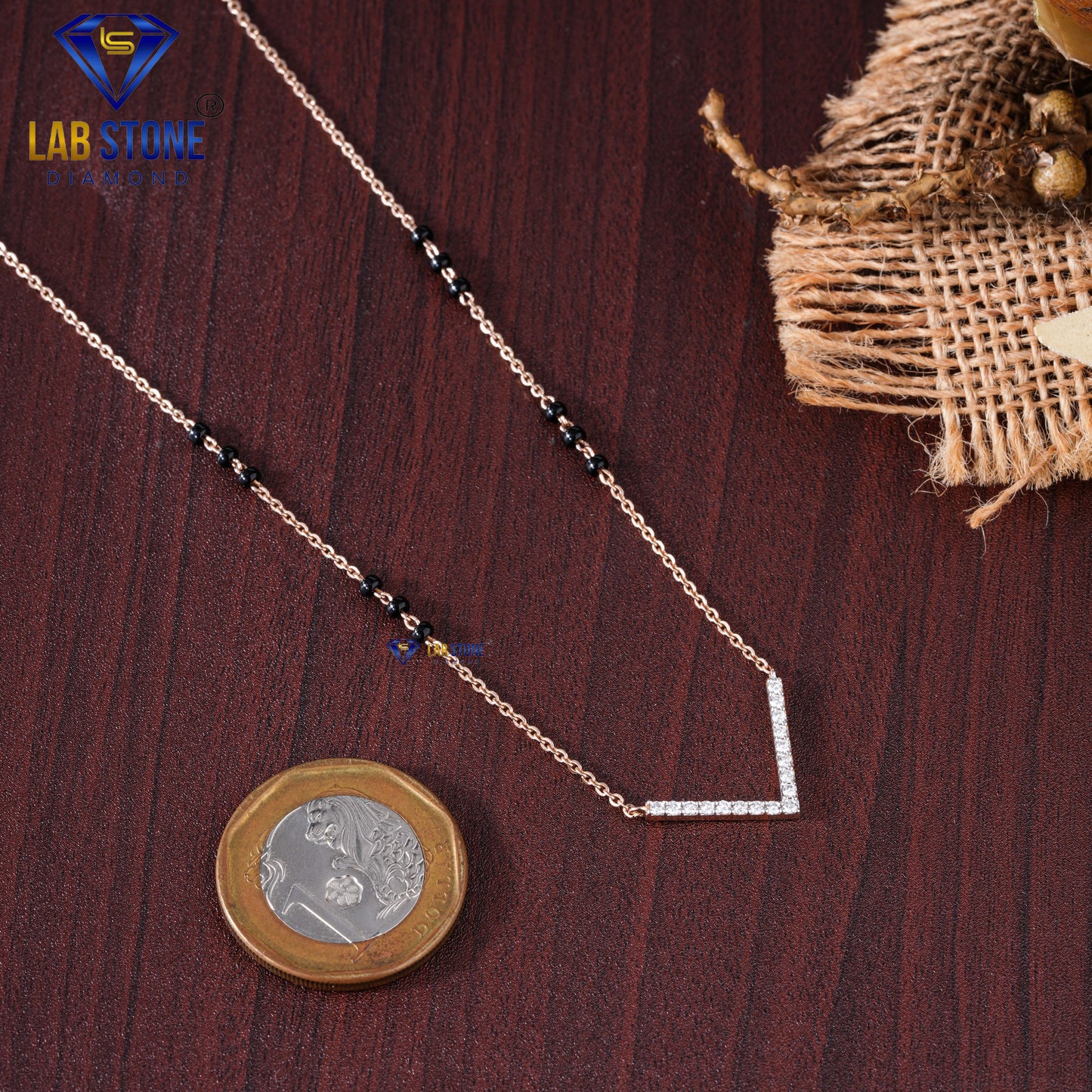 0.238 TDW Round Cut Diamond Mangalsutra with Chain
