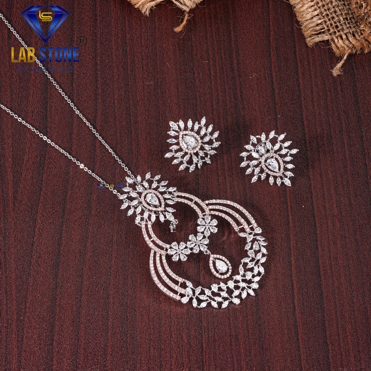 5.63 TDW Marquise, Round & Pear Cut Diamond Pendant & Earring