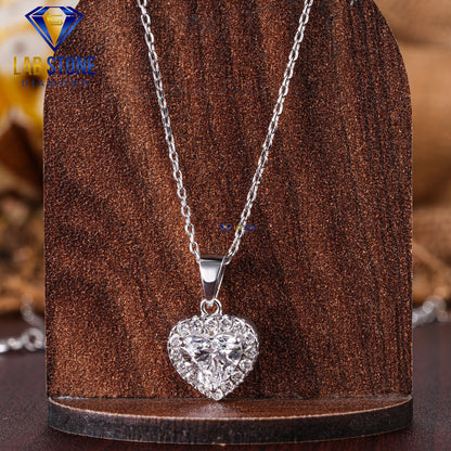 5.54 TDW Heart & Round Cut Diamond Pendant & Earring