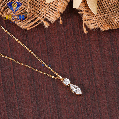 3.48 TDW Marquise & Round Cut Diamond Pendant & Earring